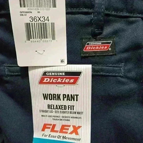 Dickies Mens Work Pants Relaxed Fit Straight Leg Flat Front Flex Pant Dark Navy - Picture 6 of 11